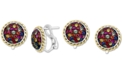 EFFY Collection EFFY&reg; Multi-Sapphire Cluster Stud Earrings in Sterling Silver & 18k Gold-Plate